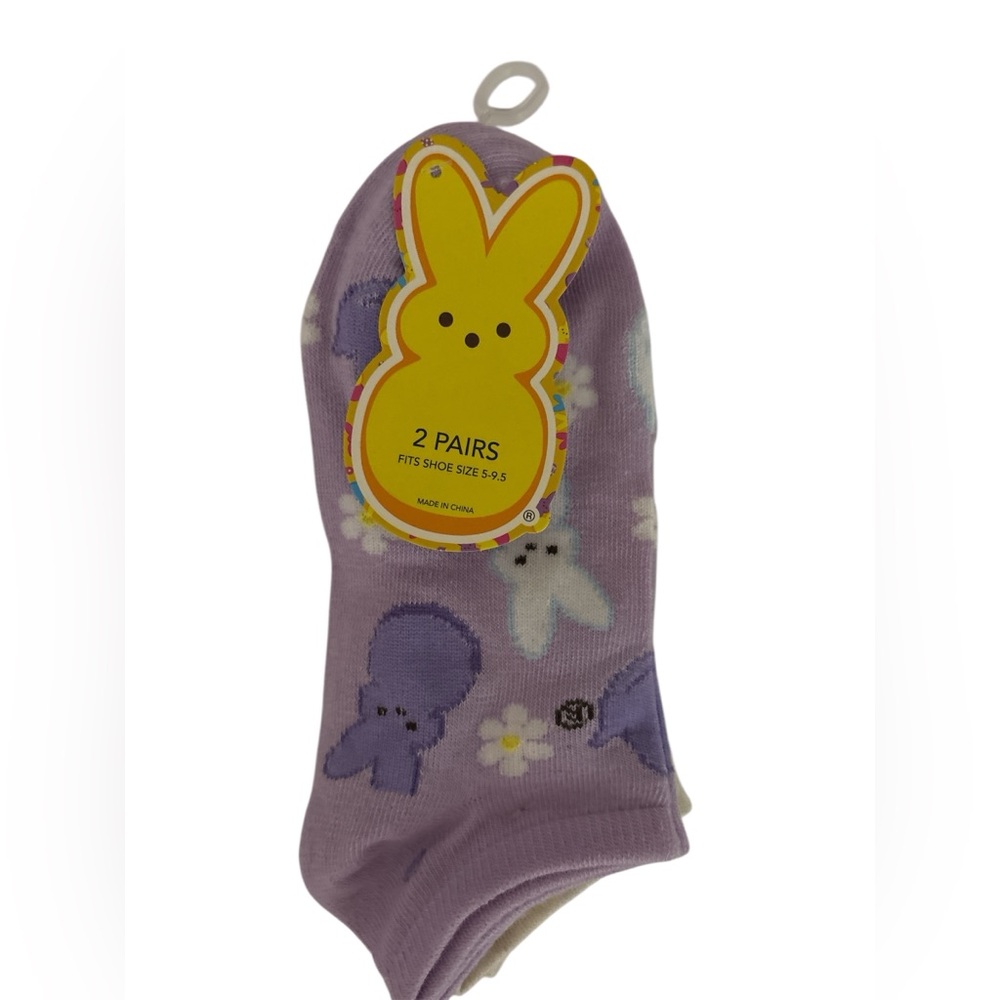 PEEPS Bunny Pattern Ankle Socks - Lavender - 2 Pairs NWT